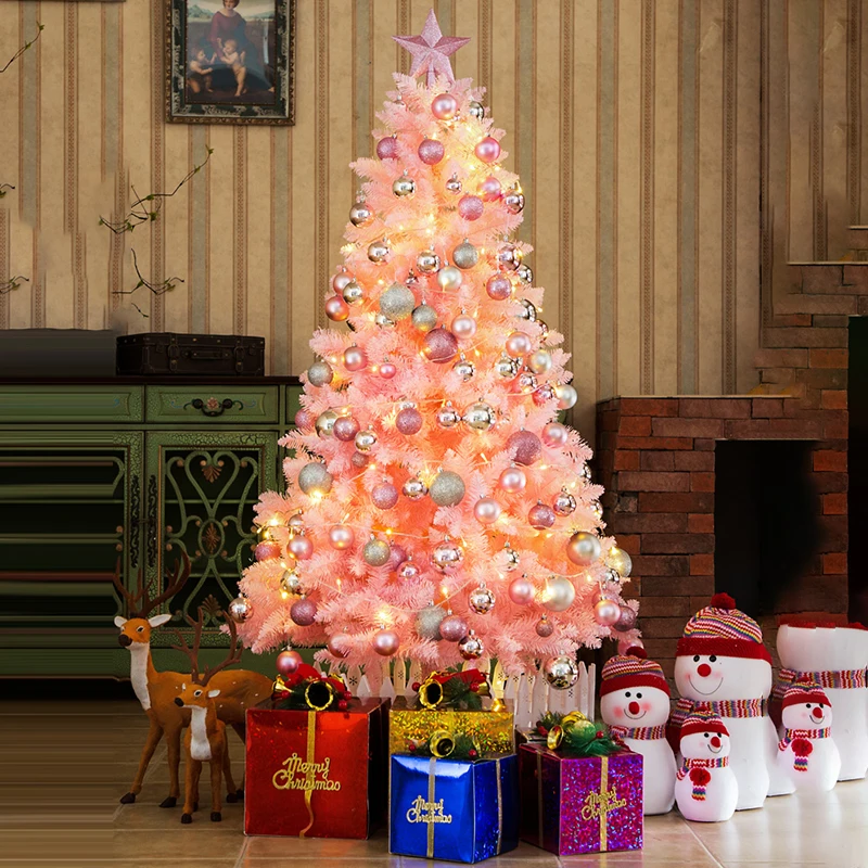 

Popular Romantic Pink Encryption Pvc Christmas Tree High Quality Window Ornament Craft Decor New Year Festival Party