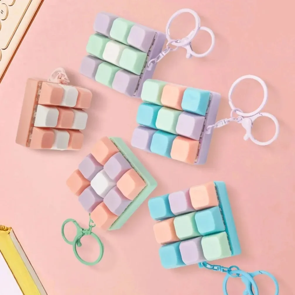 Fidget Decompression 9 Keyboard Key Toy For Adults Antistress Toys Boys Girls Anti Stress Finger Keyboard Games Keychain