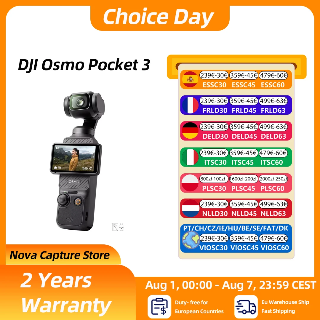 Stock UE DJI Osmo Pocket 3 Capteur puissant de 1 pouce 4K/120fps Écran tactile rotatif de 2 pouces, original, neuf, en stock Pocket 3