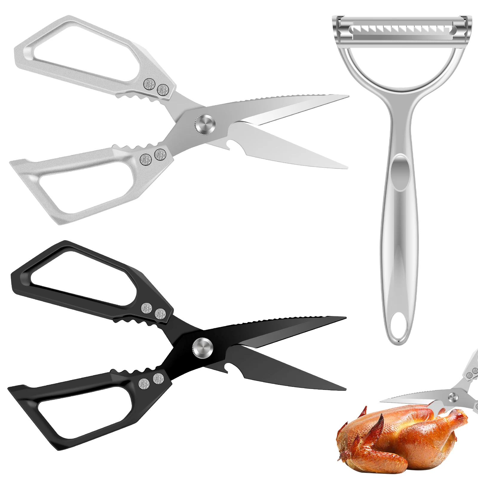

1/2/3 шт. кухонные ножницы эргономичные ножницы из нержавеющей стали многофункциональные ножницы для куриных костей, рыбы, овощей, мяса для приготовления пищи