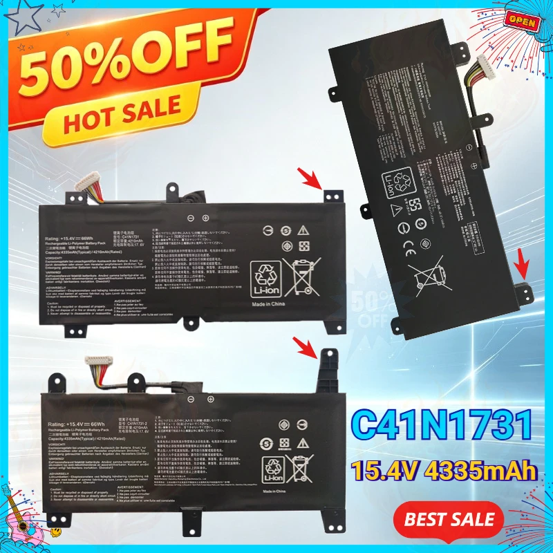 SWZY 66Wh C41N1731 C41N1731-2 Replacement Laptop Battery for ASUS ROG Strix Gl704 G515GV GL504GW GL504GM GL504GS GL704GM S5C Rog