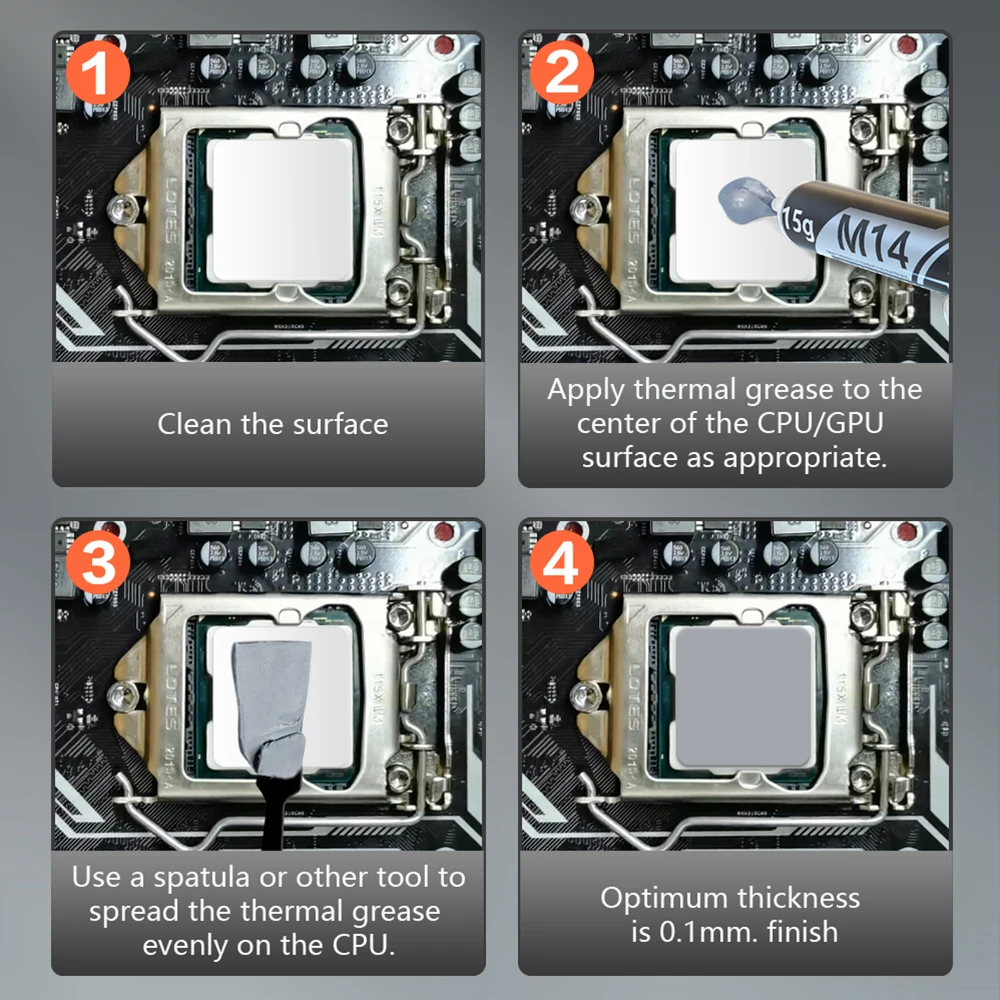 MJ-TECH Wärmeleitpaste 12,4W 14,8W Leistungsstarke Wärmeleitpaste für CPU-Kühler/Ventilator/GPU/PS5/Laptop/Gaming-PC – Detail 8