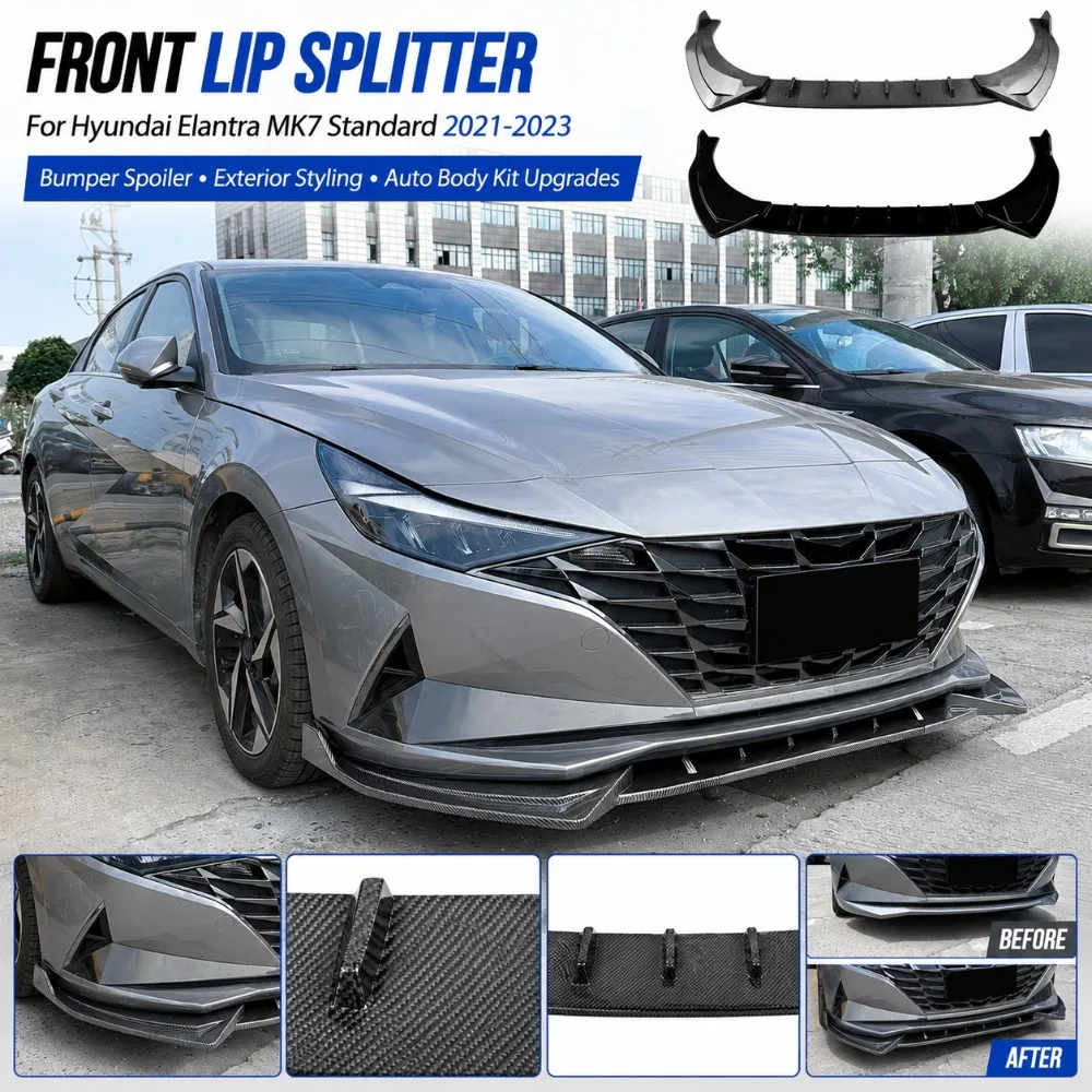 Front Lip Spoiler For Hyundai Elantra MK7 2021-2023 Exterior Styling Body Kit Upgrade Bumper Splitter Auto Accessories Car Trims