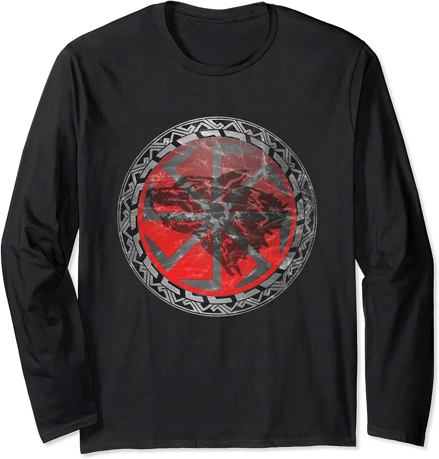 Kolovrat Symbol Slavic Native Faith Nordic Wolf Celtic Rune T-Shirt. High-quality Cotton Long Sleeve O-Neck Mens T Shirt New