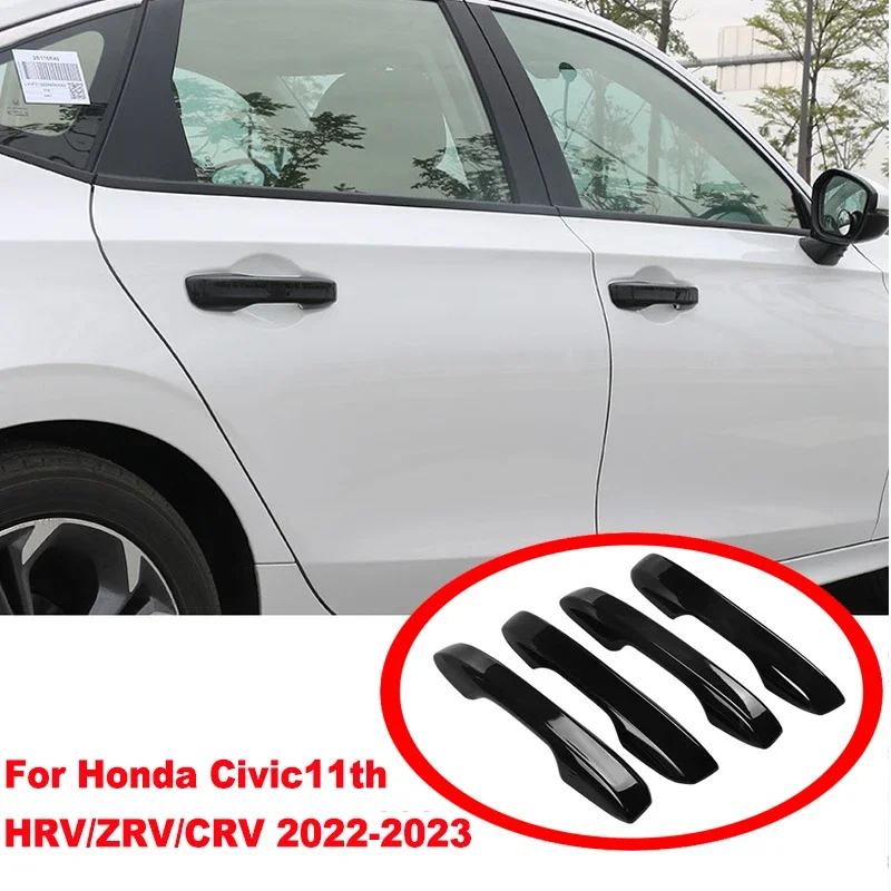 

For Honda Civic11th HRV/ZRV/CRV 2022-2023 Car Door Handle Protector Cover Trim Sticker Decoration 4pcs A Set ABS Auto Accessoriy