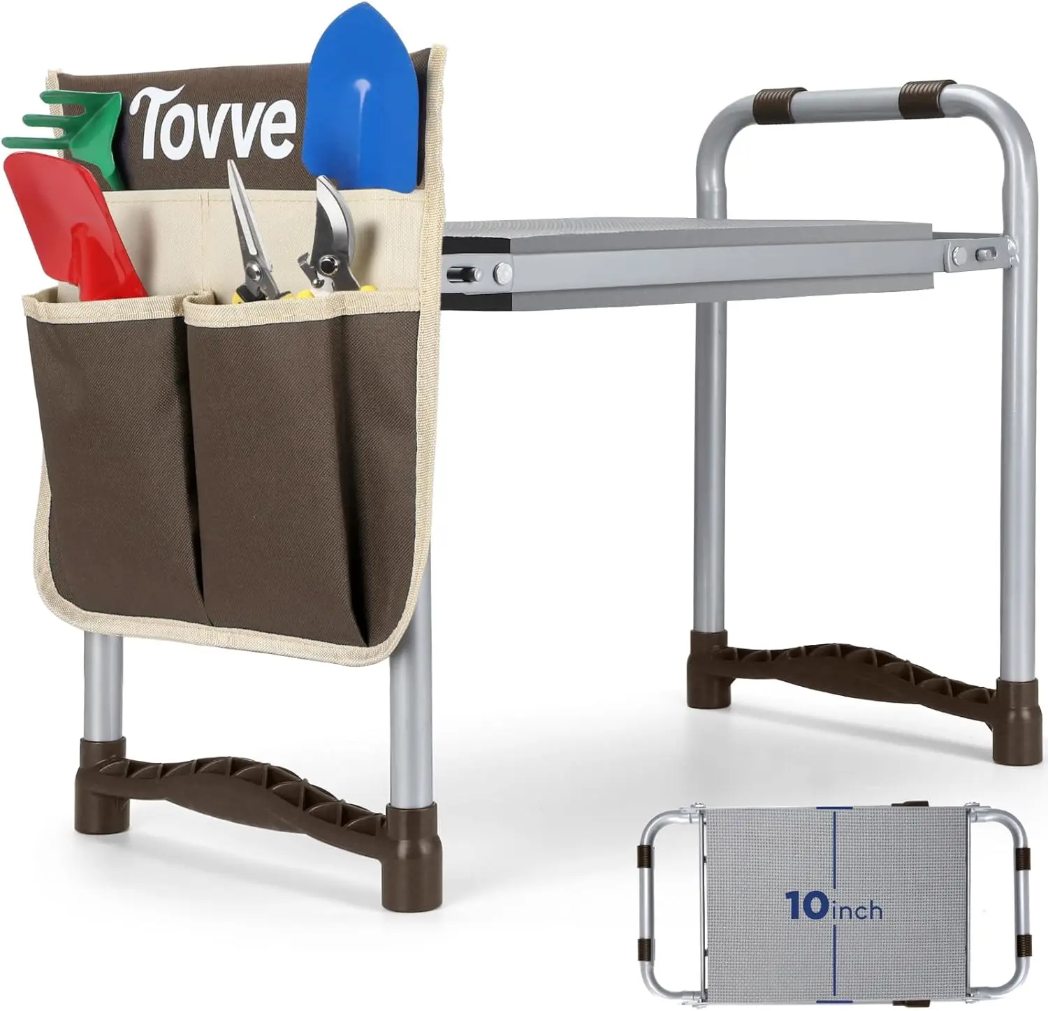 

Upgraded Garden Kneeler Seat with Thick Pad, Foldable Stool & Tool Bag, Portable Bench for Women Seniors