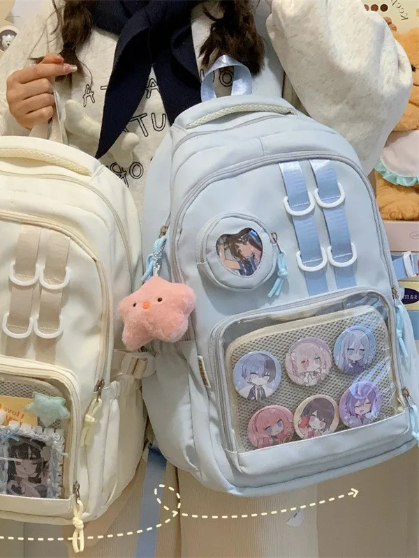 Anime Girl Ita Bag Backpack Transparent Display Layer Large Capacity Academy Style Lightweight Student Commute Travel Daypack