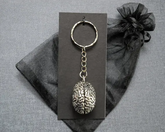 Human Brain Anatomy Realistic 3D Brain Charm Body Part Cosplay Halloween Keyring