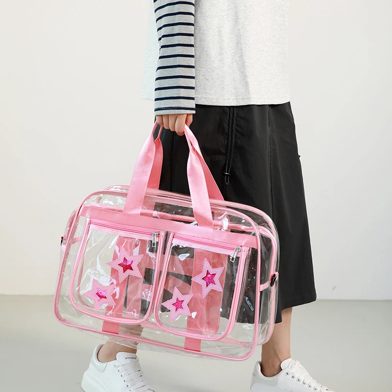 Waterproof PVC Transparent Swimming Crossbody Bag Large Gym Fitness Travel Star Handbag Outdoor Sports Yoga Training Luggage Bag