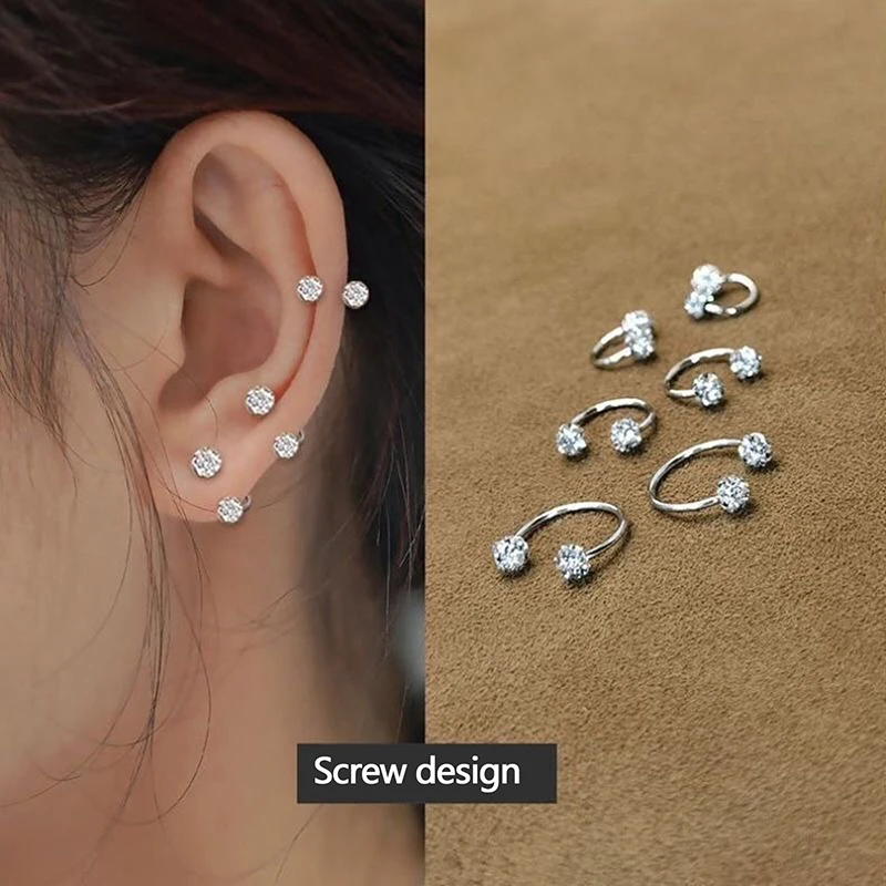 Fashion Shiny Diamond Ball Earbone Nail Puncture Jewelry For Women U-shaped Earbone Jewelry Accessories