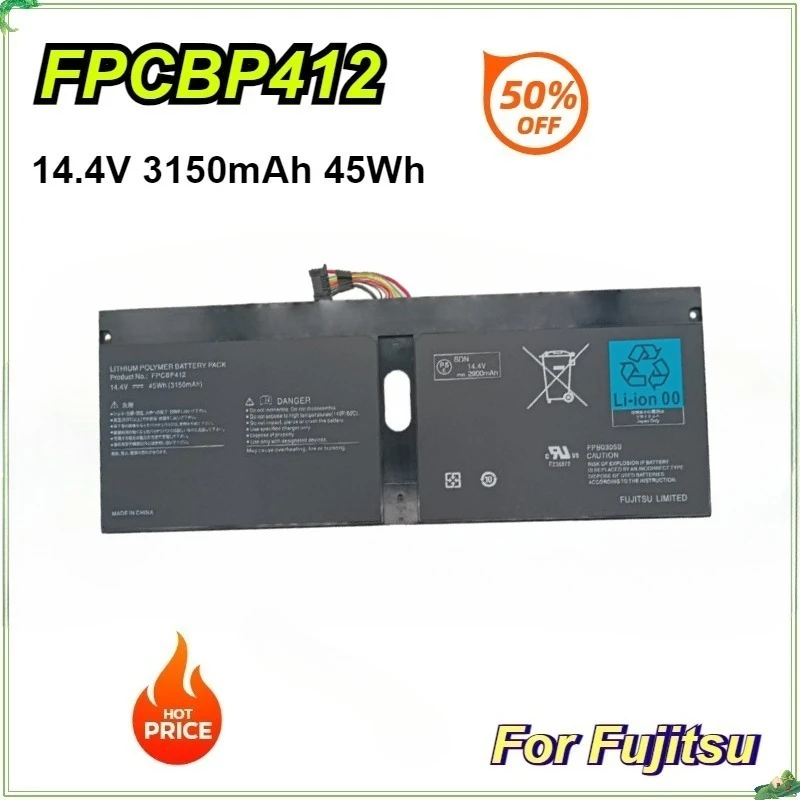 

New FPCBP412 FPB0305S Laptop Battery for Fujitsu LifeBook U904-0M75A1DE U9040MXPB1DE Replacement Battery 14.4V 3150mAh 45Wh
