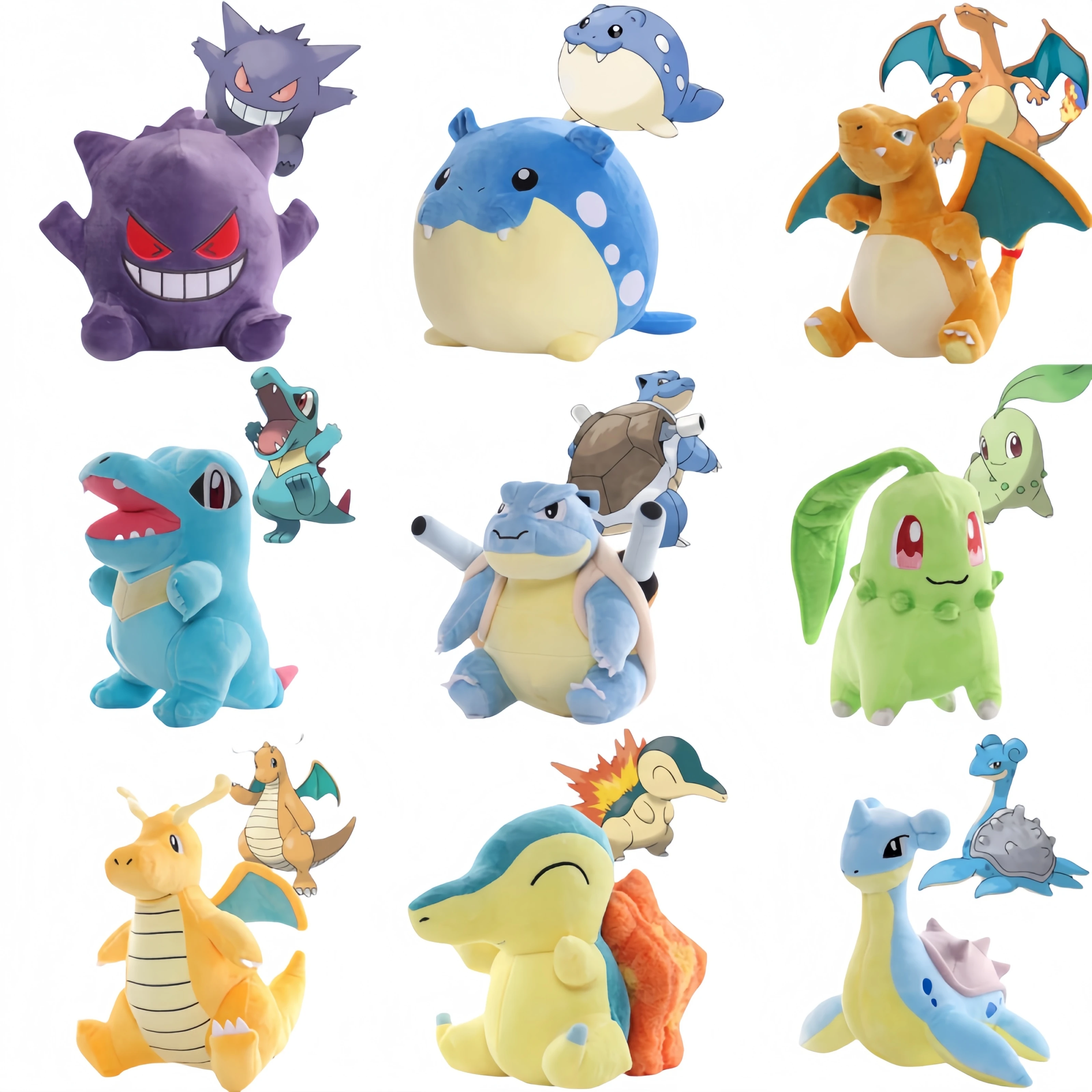 

Pokemon Pikachu Chikorita Plush Charizard Blastoise Lapras Totodile Toy Gengar Dragonite Spheal Sylveon Cyndaquil Stuffed Doll