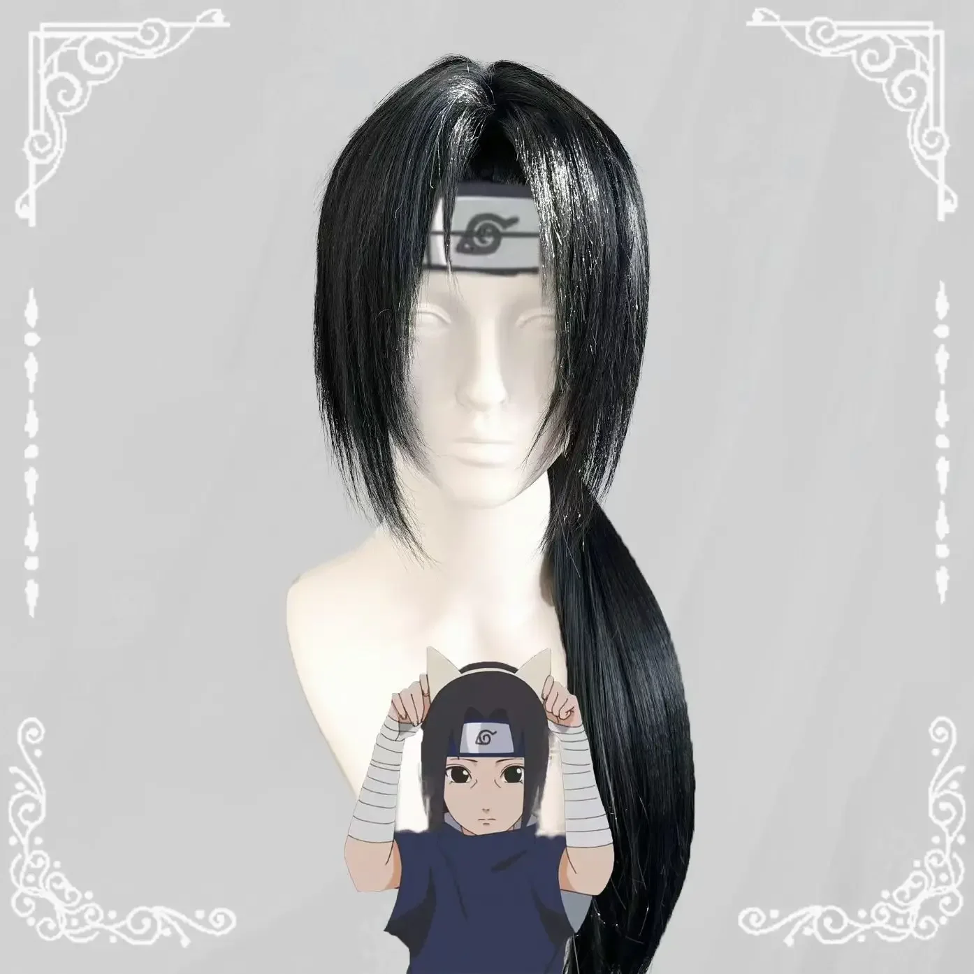 Anime Uchiha Itachi Cosplay perruque Itachi Uchiha longue ligne droite noir résistant à la chaleur cheveux synthétiques 2025