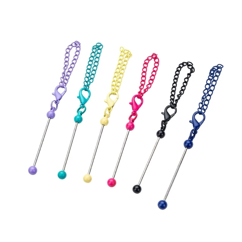 6Pcs Beadable Keychain with Chain and Lobster Claw Clip, Car Key Door Key Holder