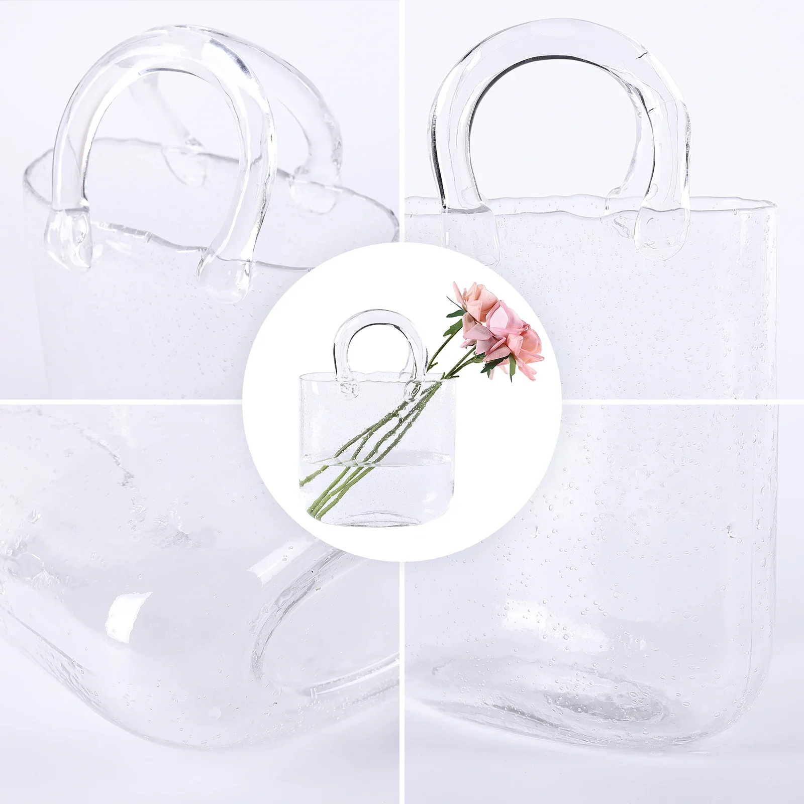 Imagem -03 - Bolsa Vaso para Flores Artesanal Bolsa de Vidro Transparente Vaso 10 Polegadas Claro Legal Bonito Vaso para Peças Centrais Tigela de Peixe Bolsa Única