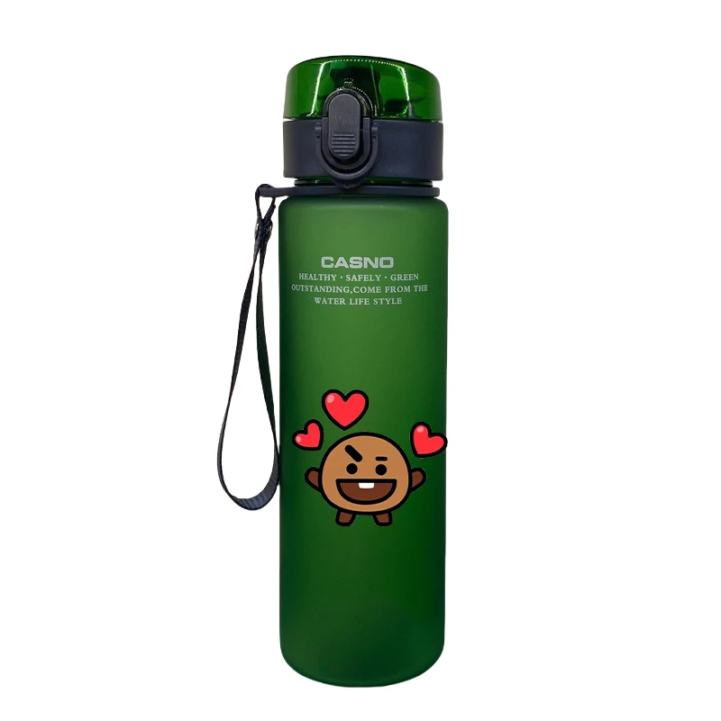 Kawaii Bt21 ขวดน้ําแบบพกพากีฬา RJ KOYA MANG CHIMMY Leakproof Gym ฟิตเนสกลางแจ้งขี่จักรยานเครื่องดื่มถ้วยกาต้มน้ําของขวัญ