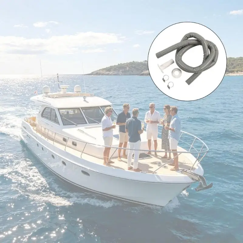 J0MA Top Boat Bilge Drain Featuring 1 1/8 Inch ABS Plastic Fitting 29mm Hose And 6 Foot Corrugated Tube