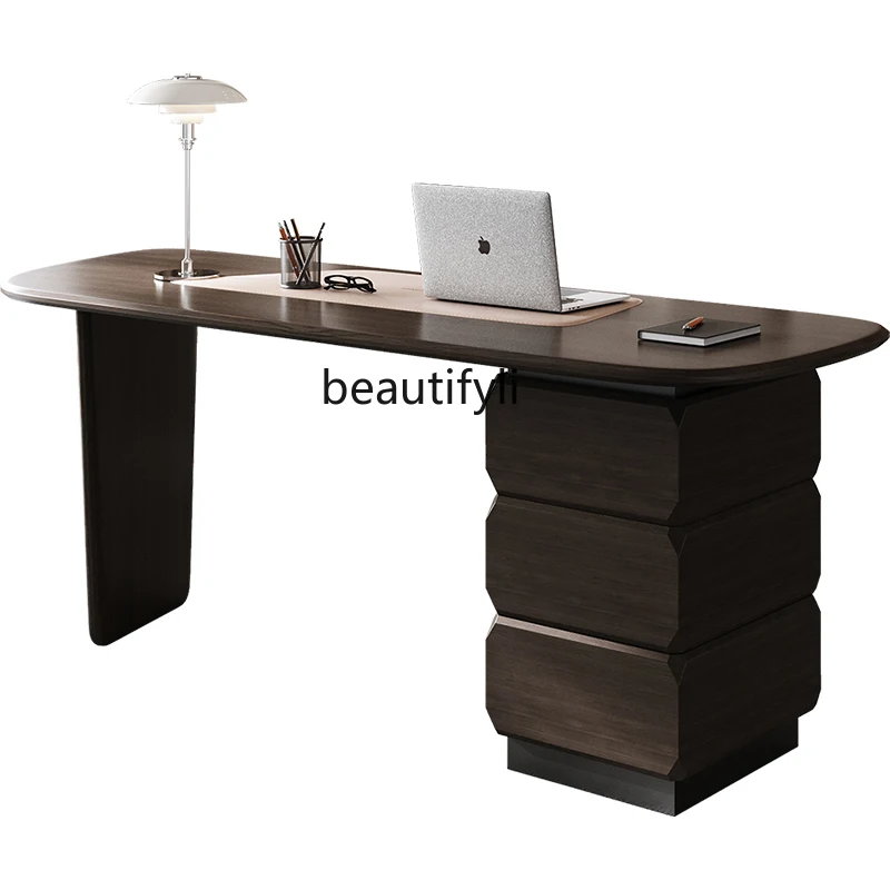 Italian minimalist desk study retro writing table high-end solid wood desk