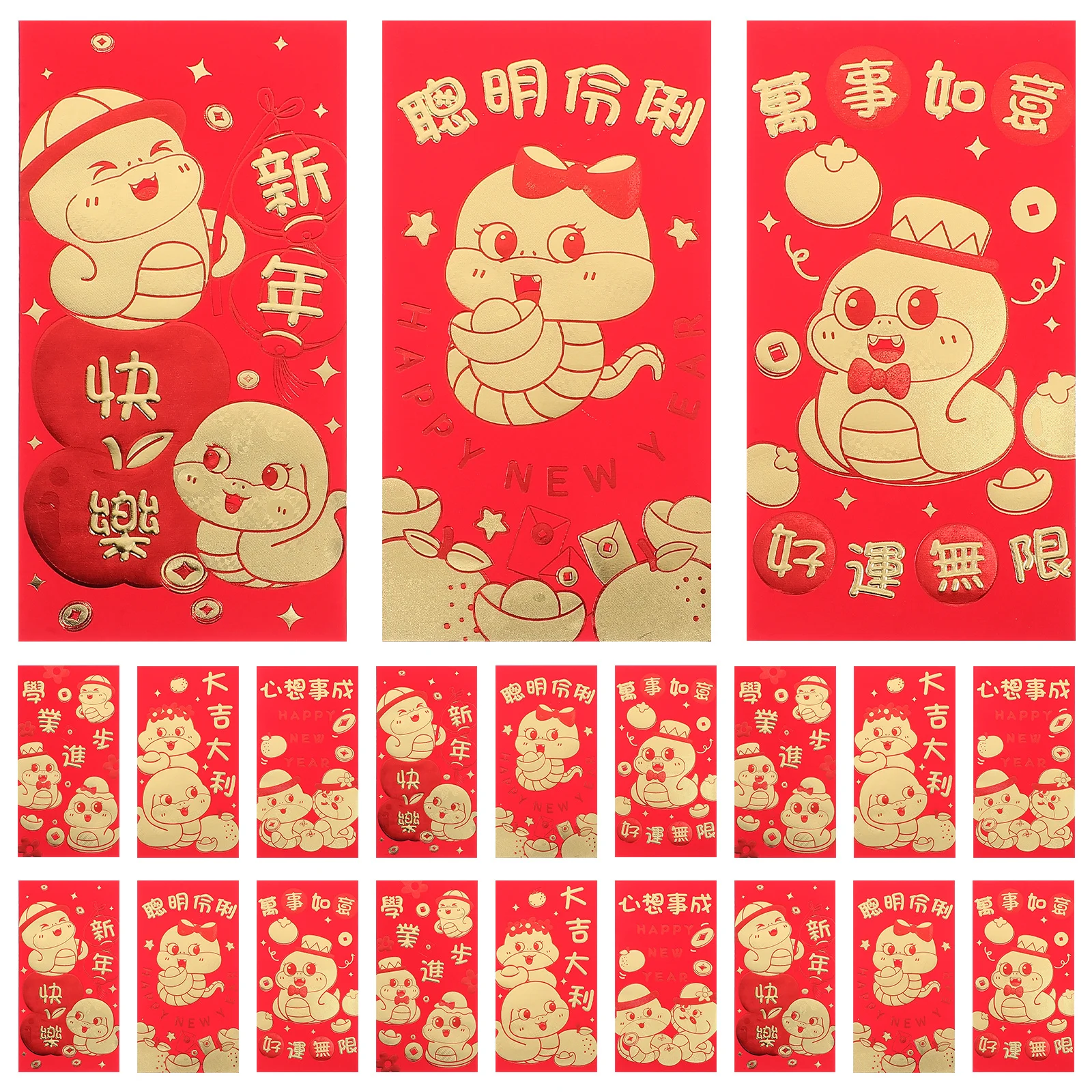 24Pcs Cartoon Envelopes Traditional Chinese New Year Money Envelopes Lunar New Year Decorations Cash Envelope