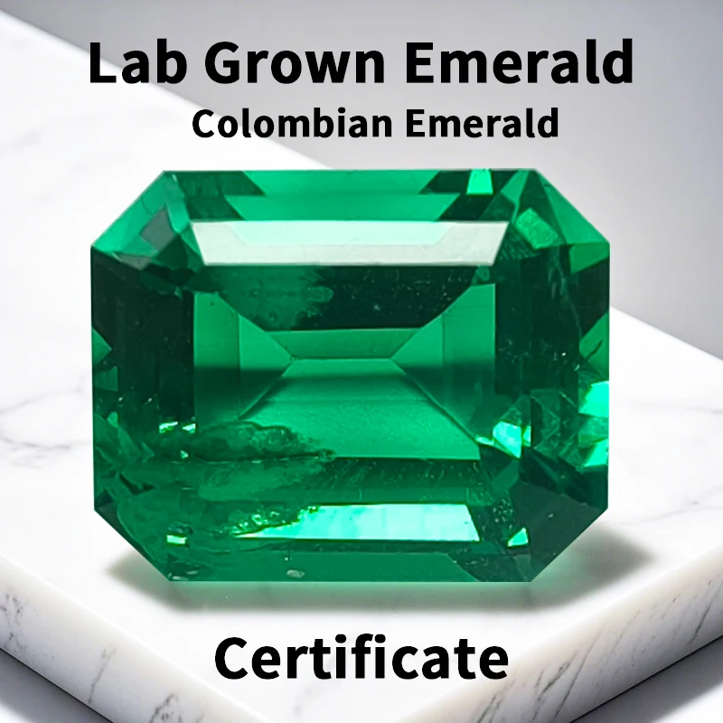 Lab Grown Colombia Emerald Loose Stone Hand Emerald Cut Hydrothermal Gemstone for DIY Jewelry Making Selectable AGL Certificate