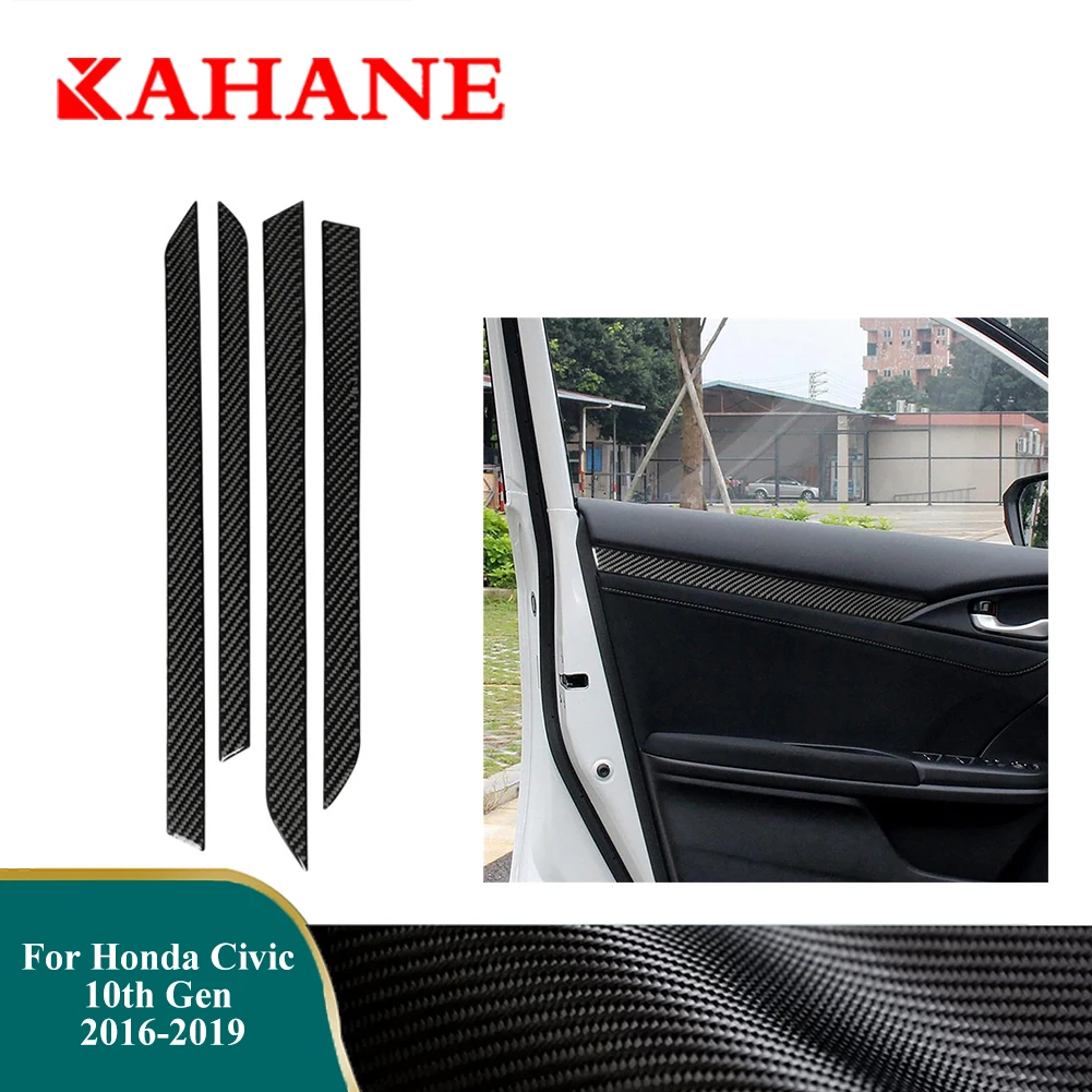 

For Honda Civic 10th Gen 2016 2017 2018 2019 Car Door Decorative Strips Accessories Auto Carbon Fiber Stickers Interior Moulding