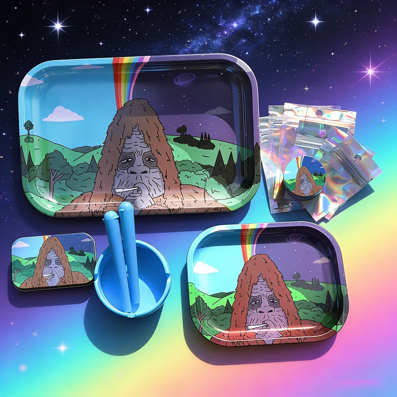 13PCS The Croods Tinplate Smoke Accessories Set Tin Tobacco Rolling Tray Ashtray Small Cigaret Box Gift for Smoking Accessories