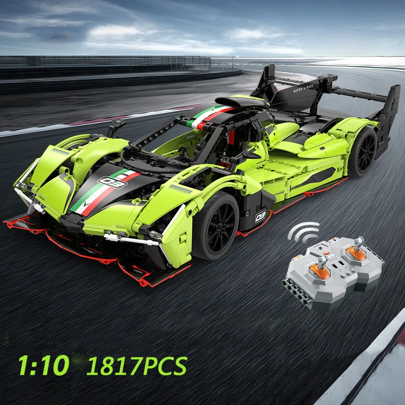 Technical Bull LeMans Racing Car Radio 2.4ghz Remote Control Building Block 1:10 Scale SC63 LMDh V8 Rc Vehicle Toy Collection