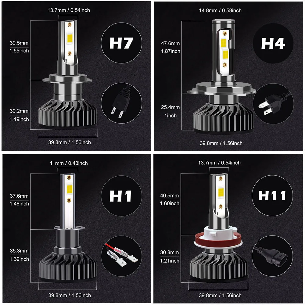 Infitary Car Lights H4 LED H7 30000LM H11 3570 LED Canbus lampada per lampadine per fari Auto H1 H3 9005 9006 HB3 HB4 9007 H13 Fog 12V