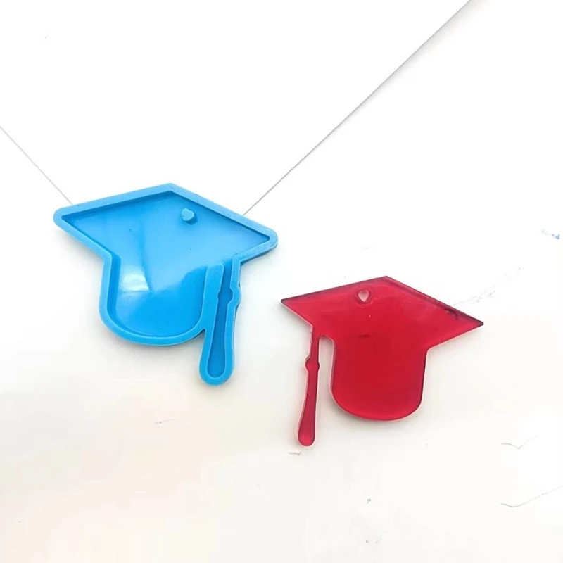 DIY Graduation Doctor Hat Keychain Silicone Mold with Hole Earrings Necklace Pendant Charm Ornament Epoxy Resin Casting Mould