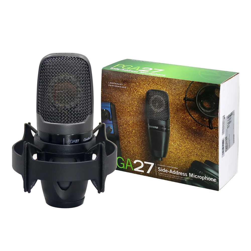 

PGA27 Condenser Microphone Shock Mount PGA 27 Metal Large Diaphragm Condenser Mic Wired for Streaming/Karaoke/Recording