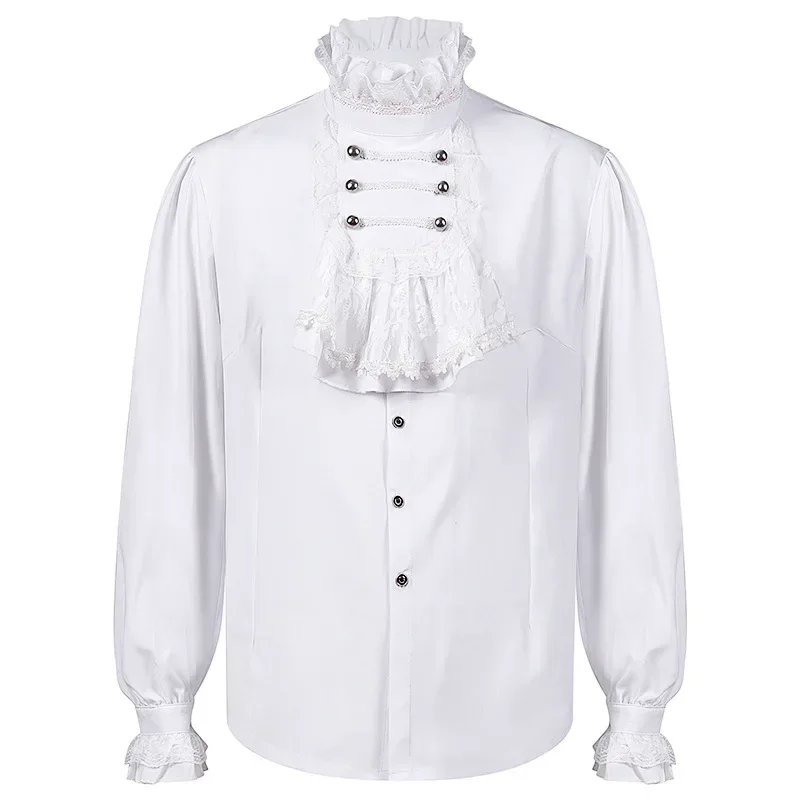 Camisa plissada masculina roupas medievais steampunk top vitoriano