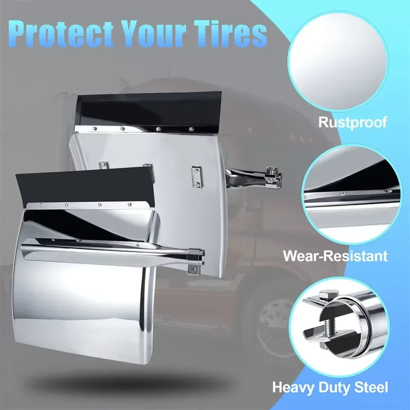 Custom 24x24 Inch Stainless Steel Quarter Fender for Semi Trailer Trucks High Quality Heavy Duty Replacement Part Wholesale