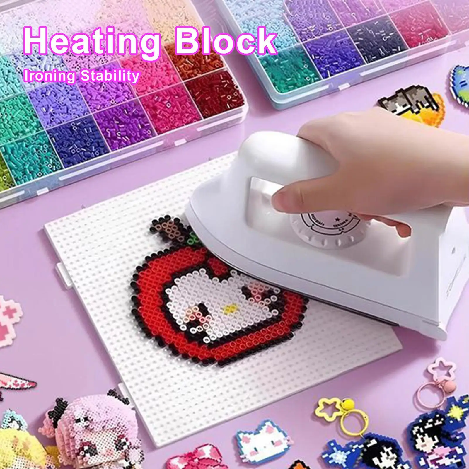 Fuse Bead Kit 24-Colors Craft Activity Material Melty Beads Kit for Girl Boys Christmas Birthday Home School Bracelet Keychain