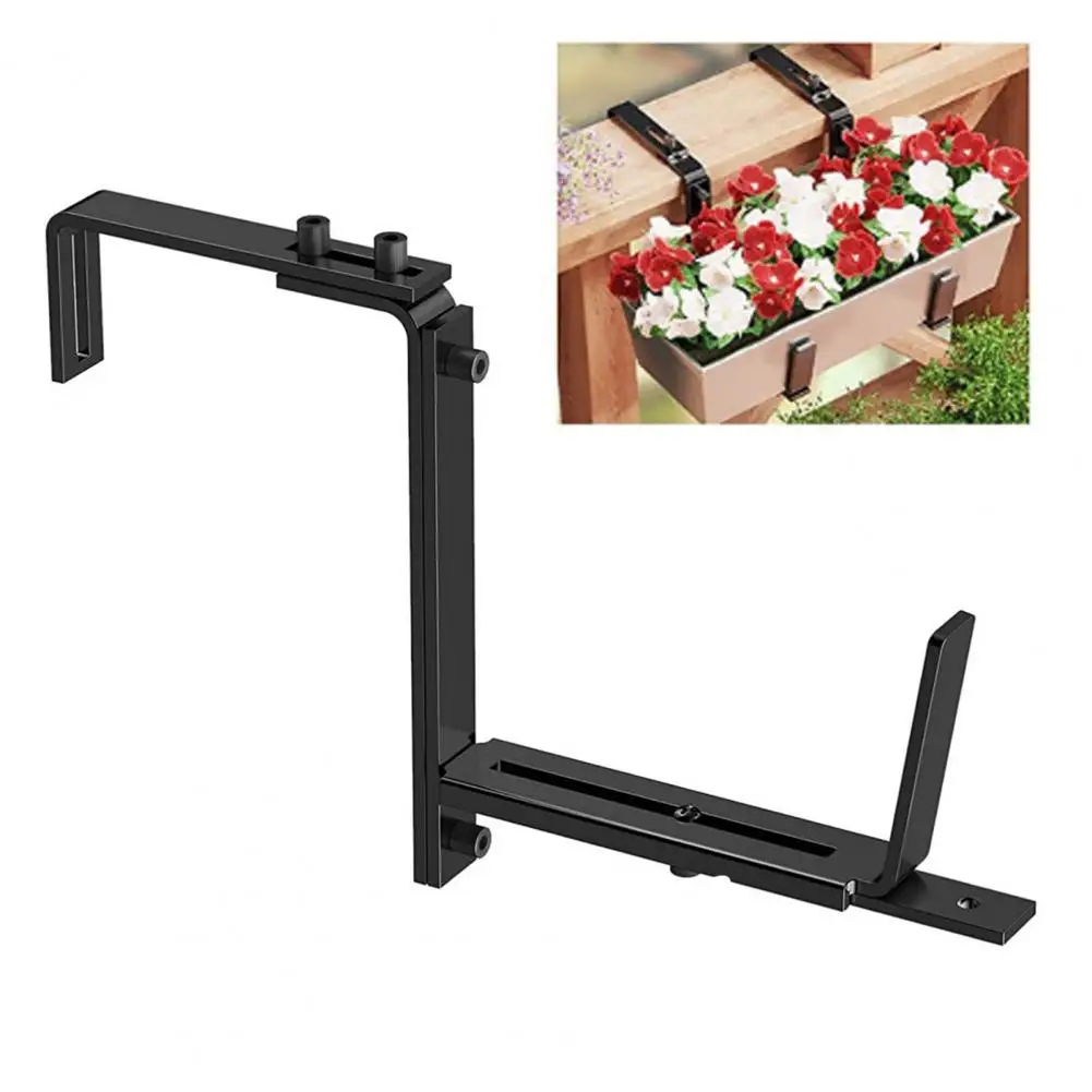 Potted Plant Stand Powder-coated Plant Hanger Adjustable Planter Box Bracket for Deck Railing Strong Load-bearing Flower Box