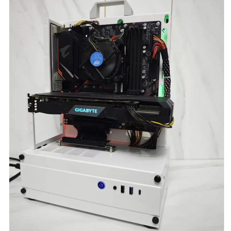 Casing komputer tipe terbuka bingkai vertikal rak Casis ATX MOD DIY Desktop Gaming PC kabinet menara Gaming mendukung ATX/ MATX