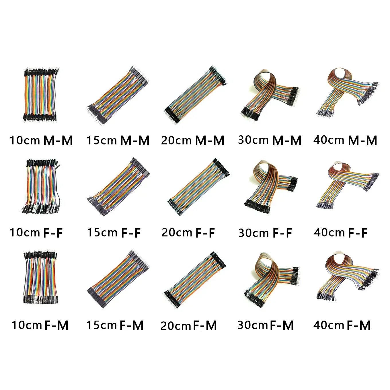 Cable Dupont de 10CM, 15CM, 20CM, 30CM, 40CM, Cable de puente macho a macho hembra a hembra para arduino, KIT de bricolaje