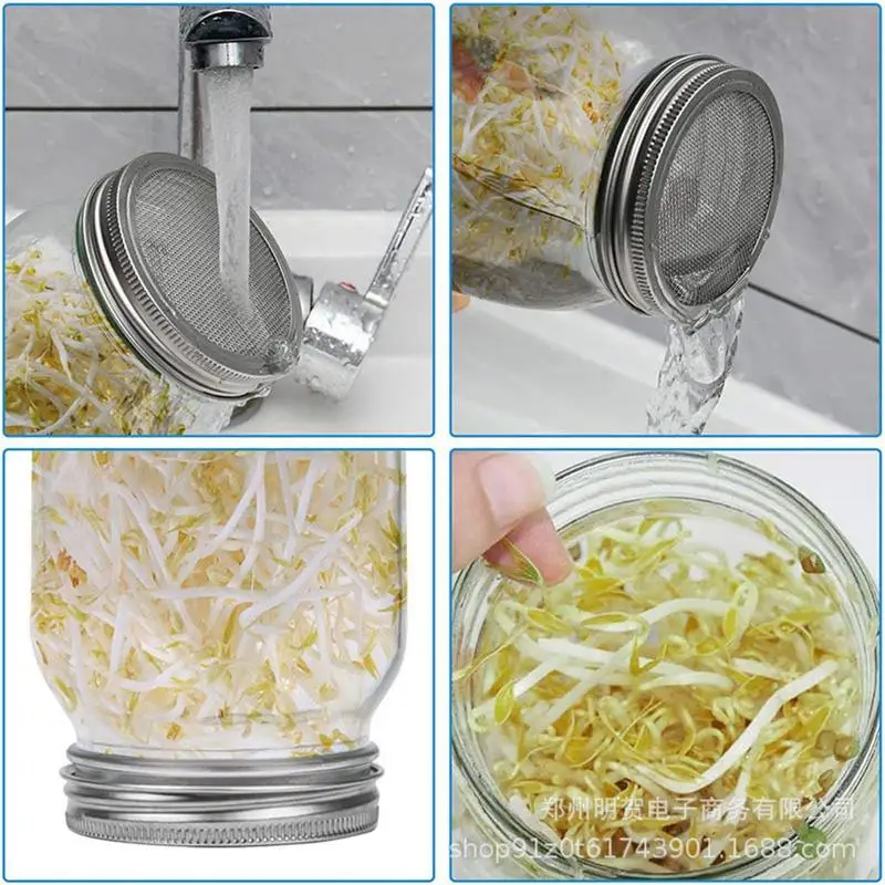 Keimglas Kit Samen sprießen Einmach gläser mit Sieb deckel haltbare Bohnen sprossen Anbau Kit für Samen Brokkoli Bohnen Jardin