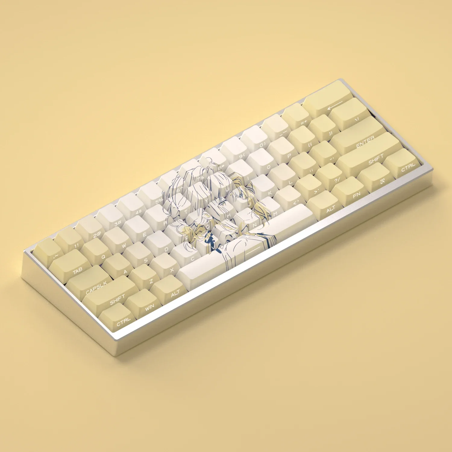 

130 Keys PBT Keycaps Violet Evergarden Anime Yellow Side Print Cherry Dye Sublimation for Mechanical Keyboard AULA F75 Ajazz PC