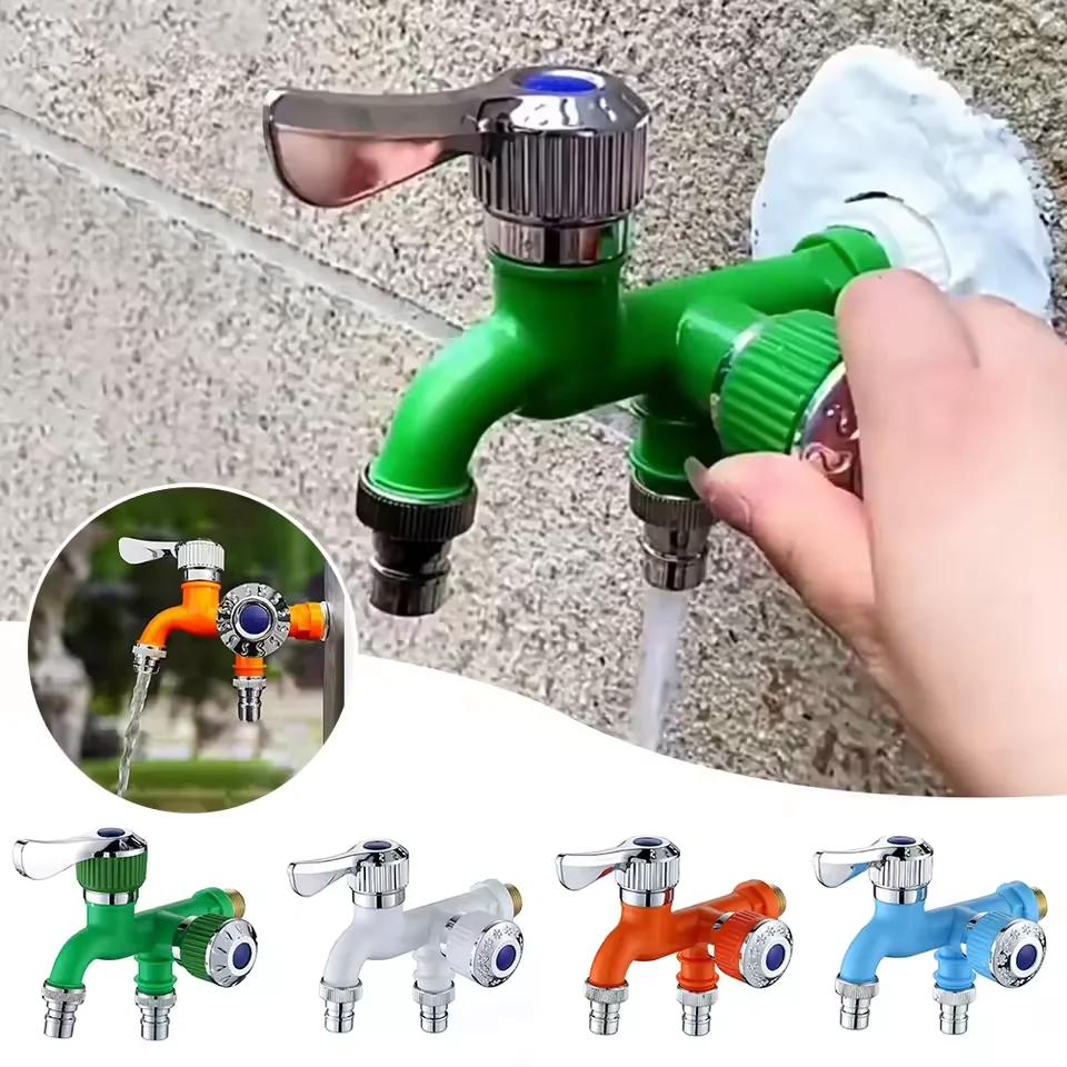 Ein-in- und zwei-out-Universal-Wasserhahn, multifunktionaler Frostschutz- und Spritzschutz-Wasserhahn für Wohnmobile und Küche mit zwei Steuerungen