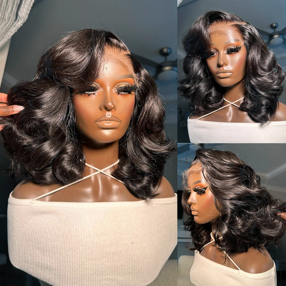 Body Wave Short Bob 13x4 Lace Front Human Hair Wig 250% 13x6 HD Lace Frontal Wigs For Women Brazilian 5x5 Glueless Closure Wig