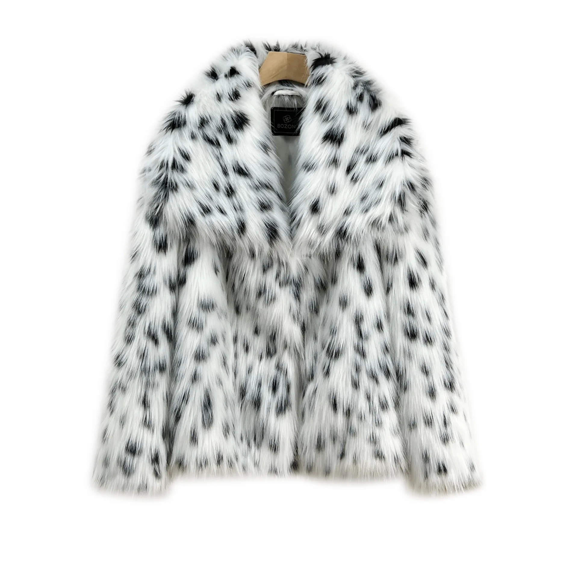 KIDCRKJ الشتاء النساء معطف الفرو البيئي كبير الفراء طوق الاصطناعي مفصلة فو الفراء معطف لسيدة اللون مطابقة فروي معطف الفرو الإناث #5