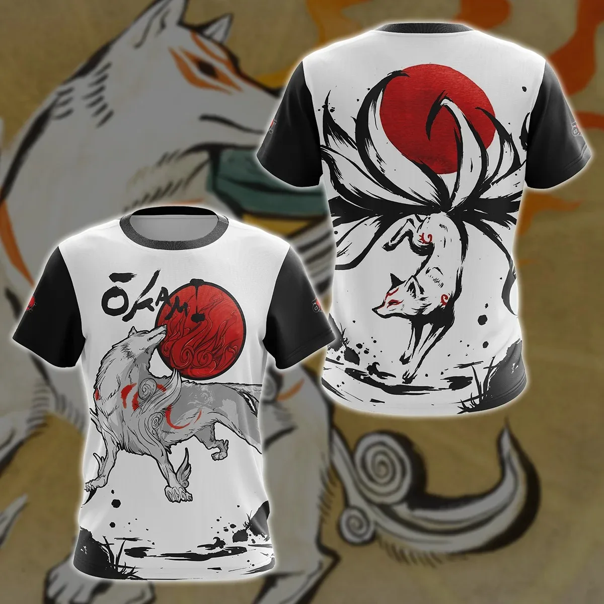 2024 Summer Okami Fox 3d Printing Femme T Shirt High Quality Leisure Men Women Tshirts Oversized O Neck Cartoon Short Sleeve Top