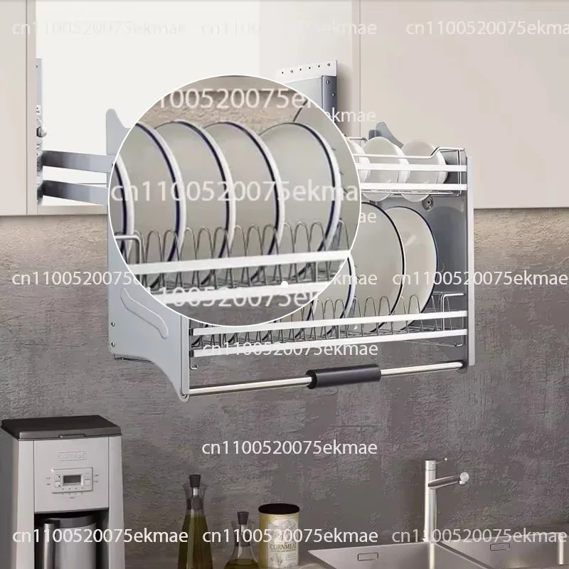 Kitchen Hanging Cabinet Lifting Basket Up and Down Cabinet Shelf Drawing Seasoning Basket Dishes Lifting