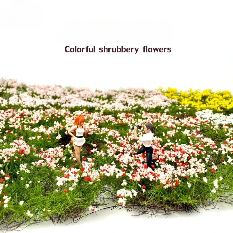 Colorful Flower Cluster Vegetation Scene Platform Material Simulation Grass and Petal Model DIY Handmade Scene Making