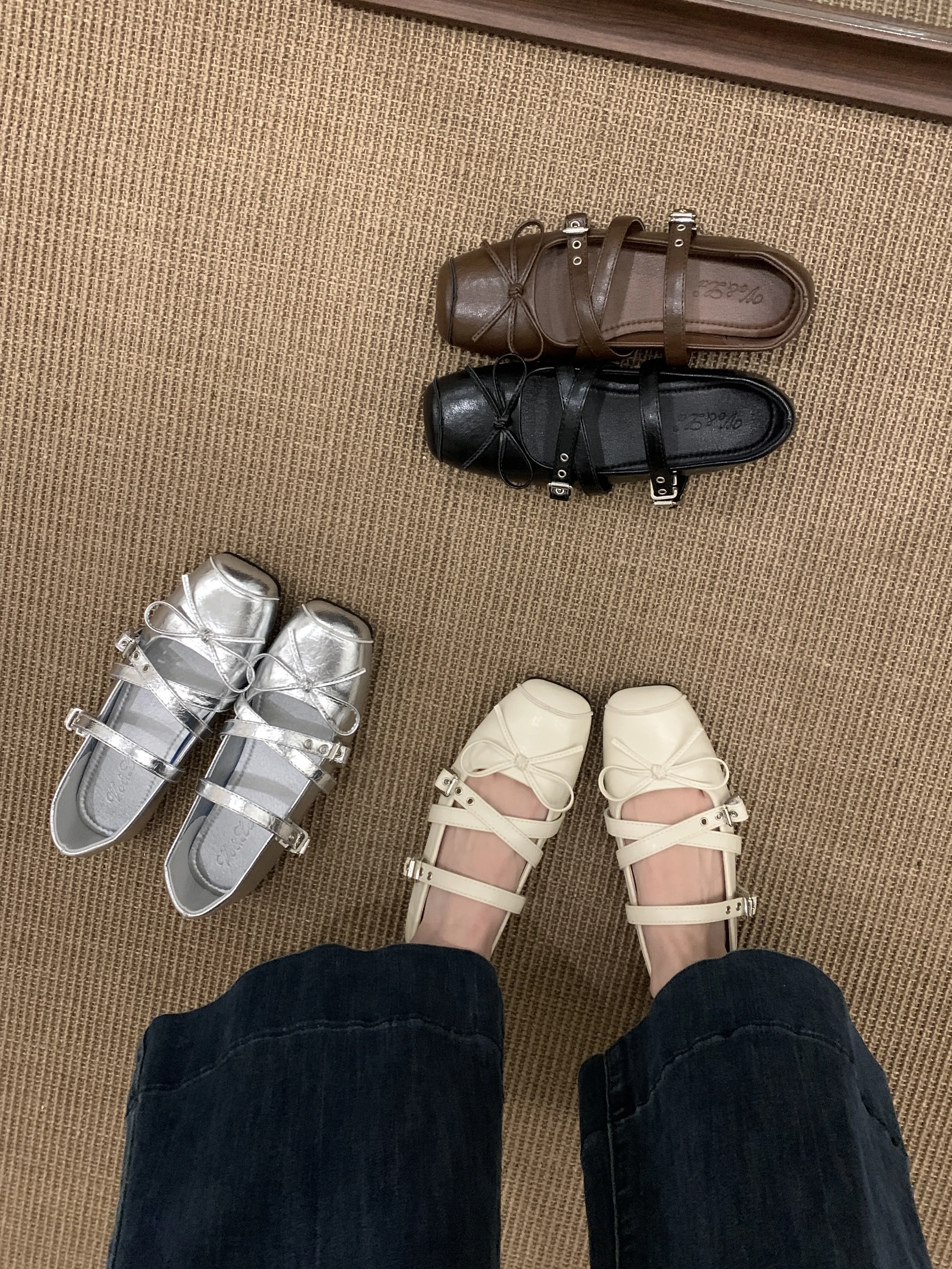 スクエアトゥ-レディース-ダービーシューズ-モディス-女性用フットウェア-バレエシューズ-レザー-クロス-2026-ドレス-バレリーナシューズ-メリージェーンシューズ-韓国靴-スクエアトゥ