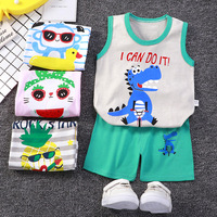 2PCS Children Sets Kids Clothes Vest Suit Summer Children Clothing Baby Cotton T-shirts Shorts Tank Top Boys Girls Sleeveless