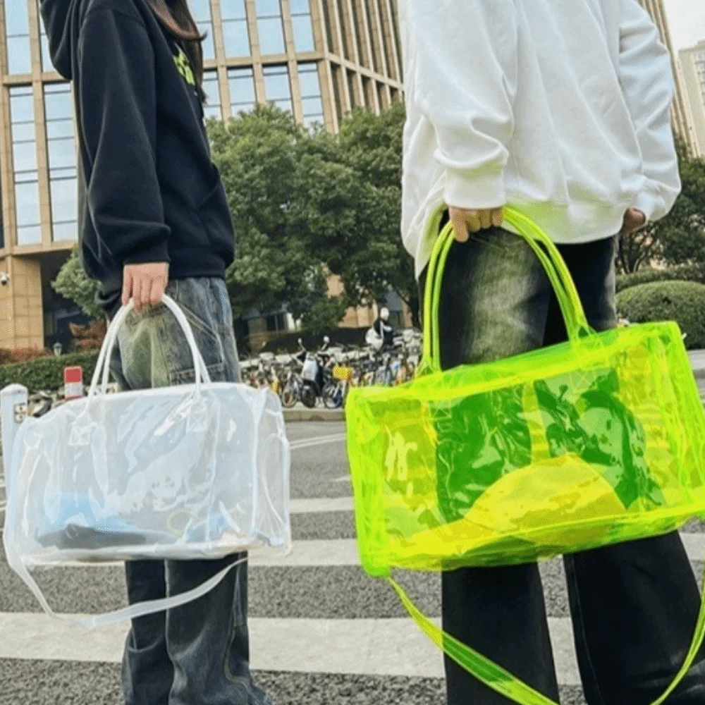 Large Capacity Transparent Crossbody Bag Waterproof PVC Washing Storage Bag Oversized Single Shoulder Toiletries Handbag