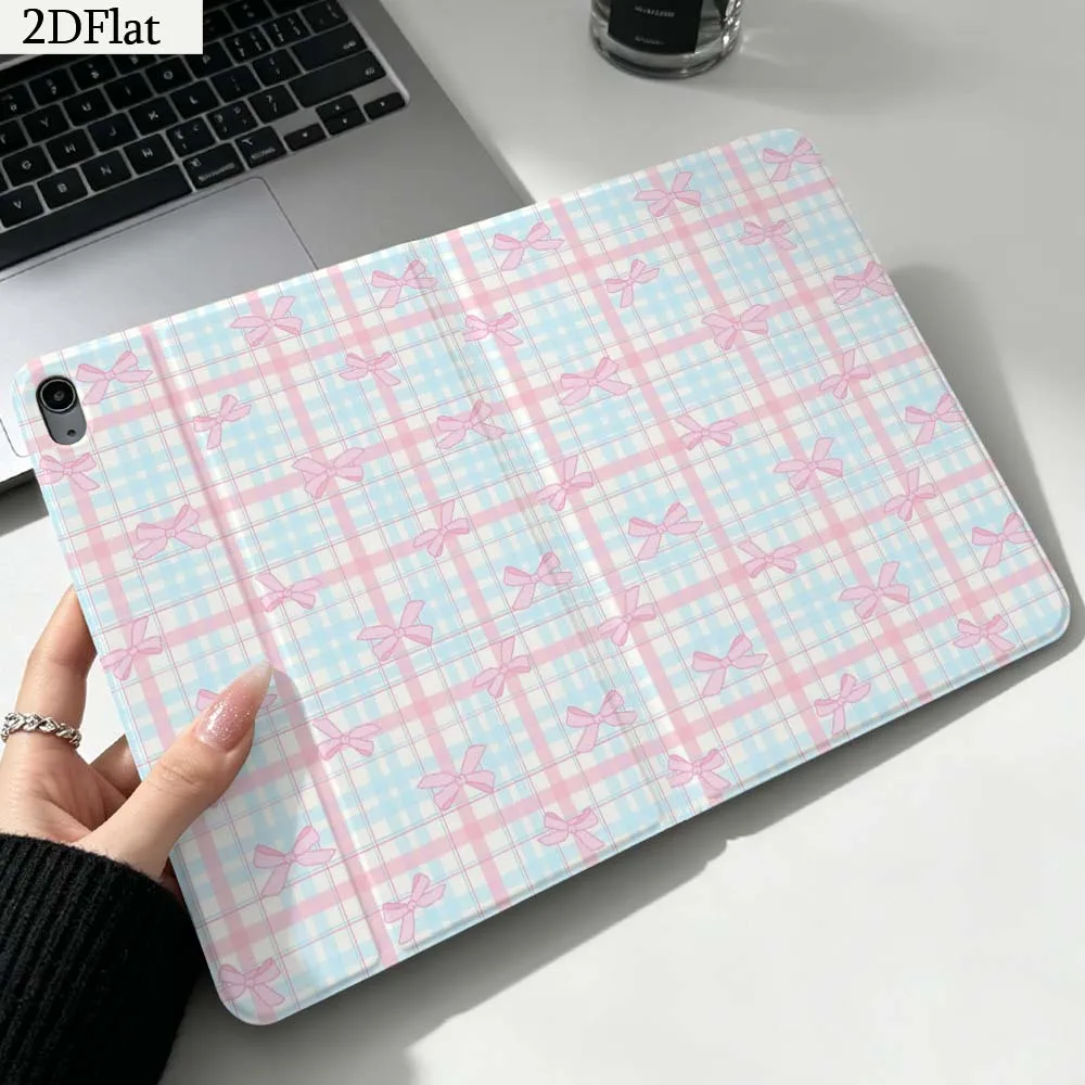 Cartoon Argyle Bow Pattern Gift For iPad Pro mini Air A16 A14 6 5 4 6th 7 7th 11th 9Gen 13 M5 11 A17 Pro M4 Inch Tablet Case