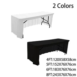 4FT/5FT/6FT/8FT Spandex stretch fabric table cloth elastic Table cover for wedding party banquet white solid color Tablecloths