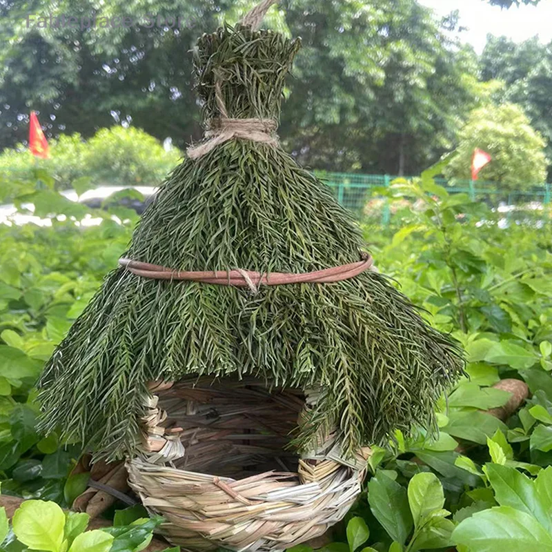 

New~Unique and cozy birdhouse Hand-woven natural grass hummingbird house Suitable for garden Outdoor decoration Window hideout
